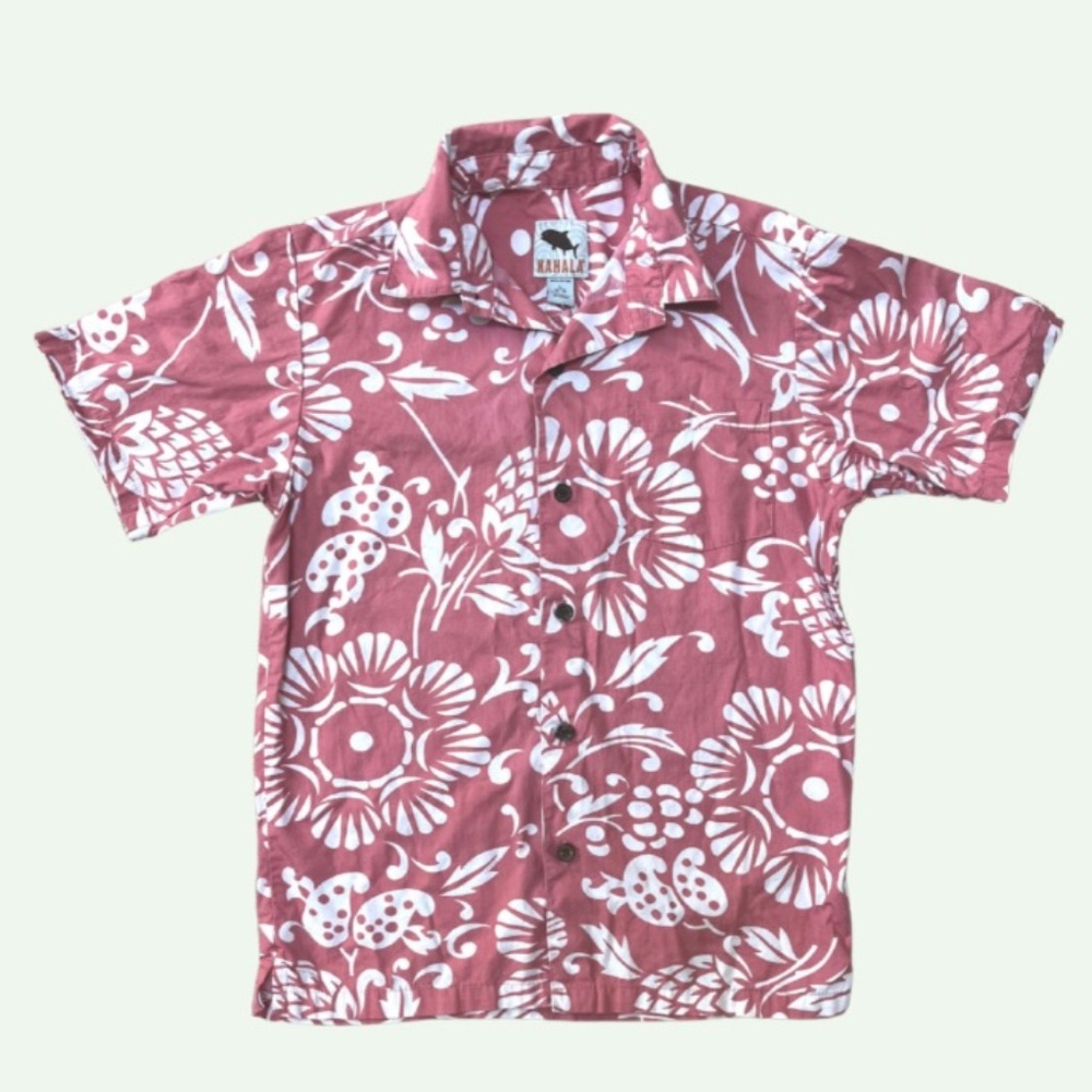 Kahala Boy's Authentic Hawaiian Button down shirt Size L (10-12)